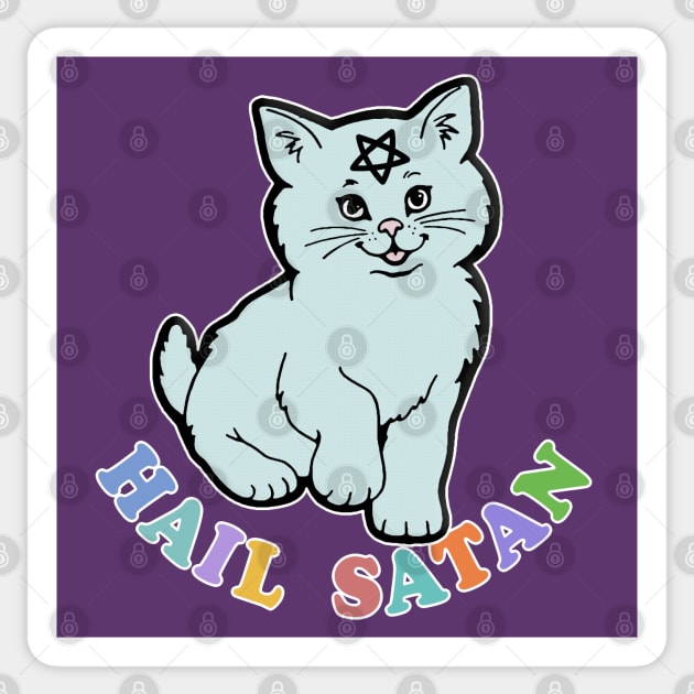 Hail Satan - Adorable Cute Kitty Design Sticker by DankFutura